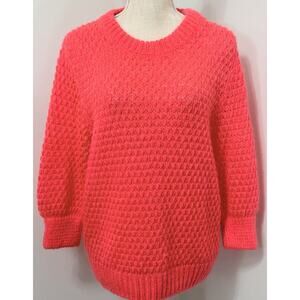 Mads Norgaard Crew Neck Neon Hot Pink Crochet Sweater Signal Mohair Small S
